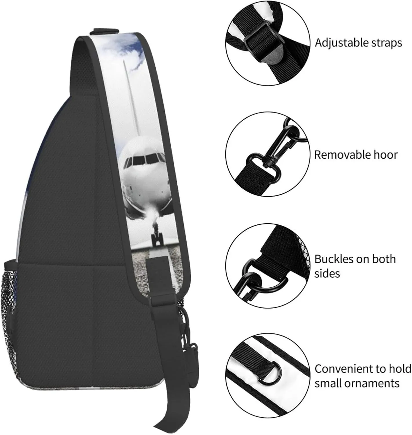 Crossbody Sling Bag for Men Women, Aircraft Plane Sling Backpack Shoulder Chest Bag, Anti Theft Travel Hiking Daypacks