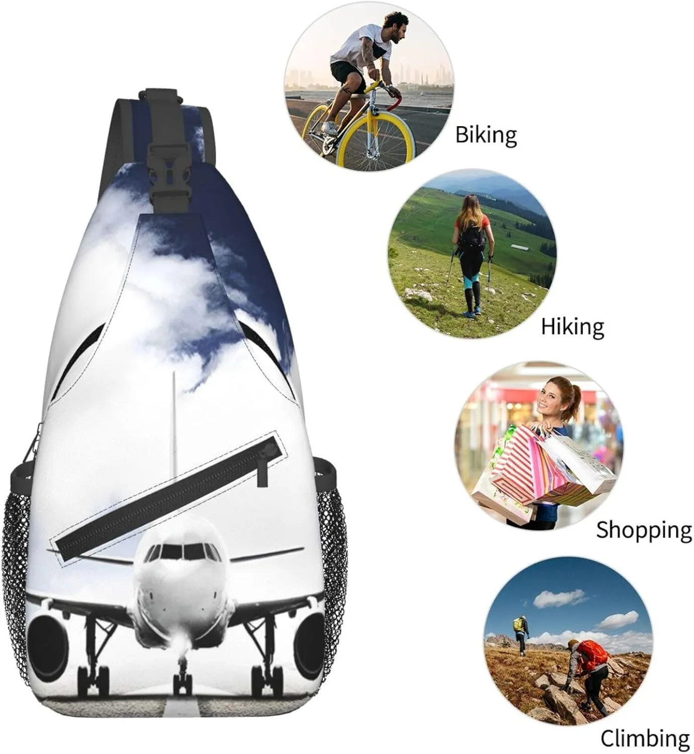 Crossbody Sling Bag for Men Women, Aircraft Plane Sling Backpack Shoulder Chest Bag, Anti Theft Travel Hiking Daypacks
