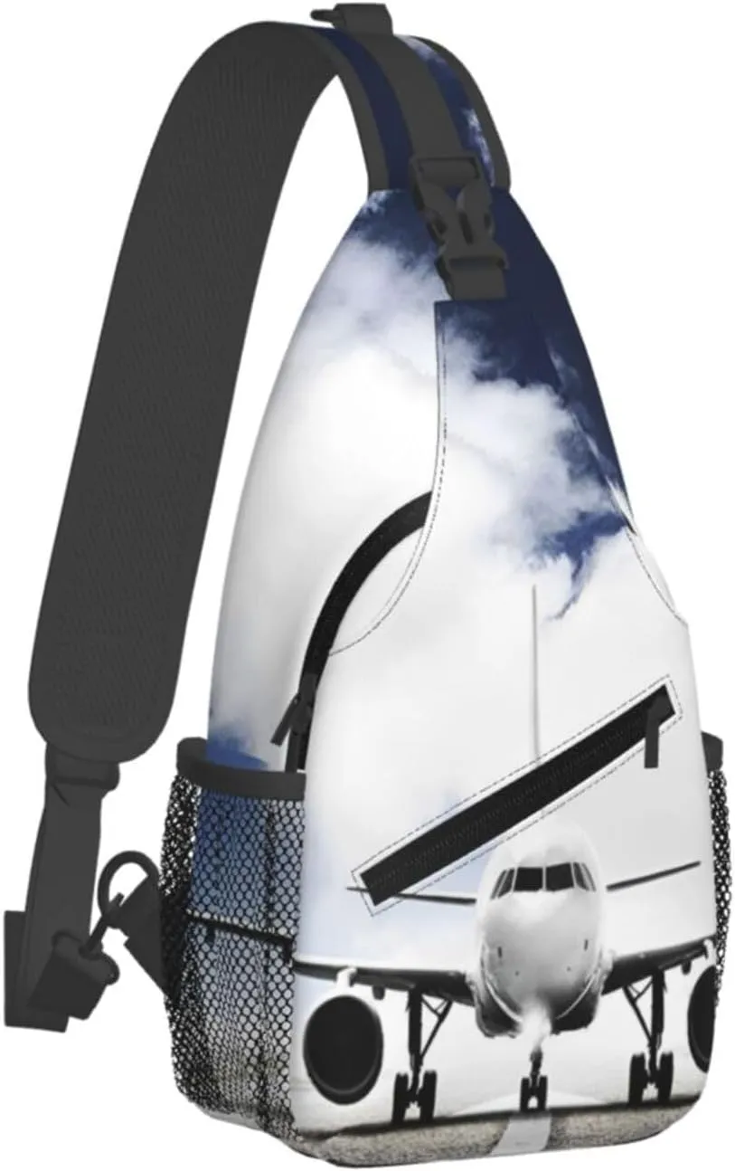 Crossbody Sling Bag for Men Women, Aircraft Plane Sling Backpack Shoulder Chest Bag, Anti Theft Travel Hiking Daypacks
