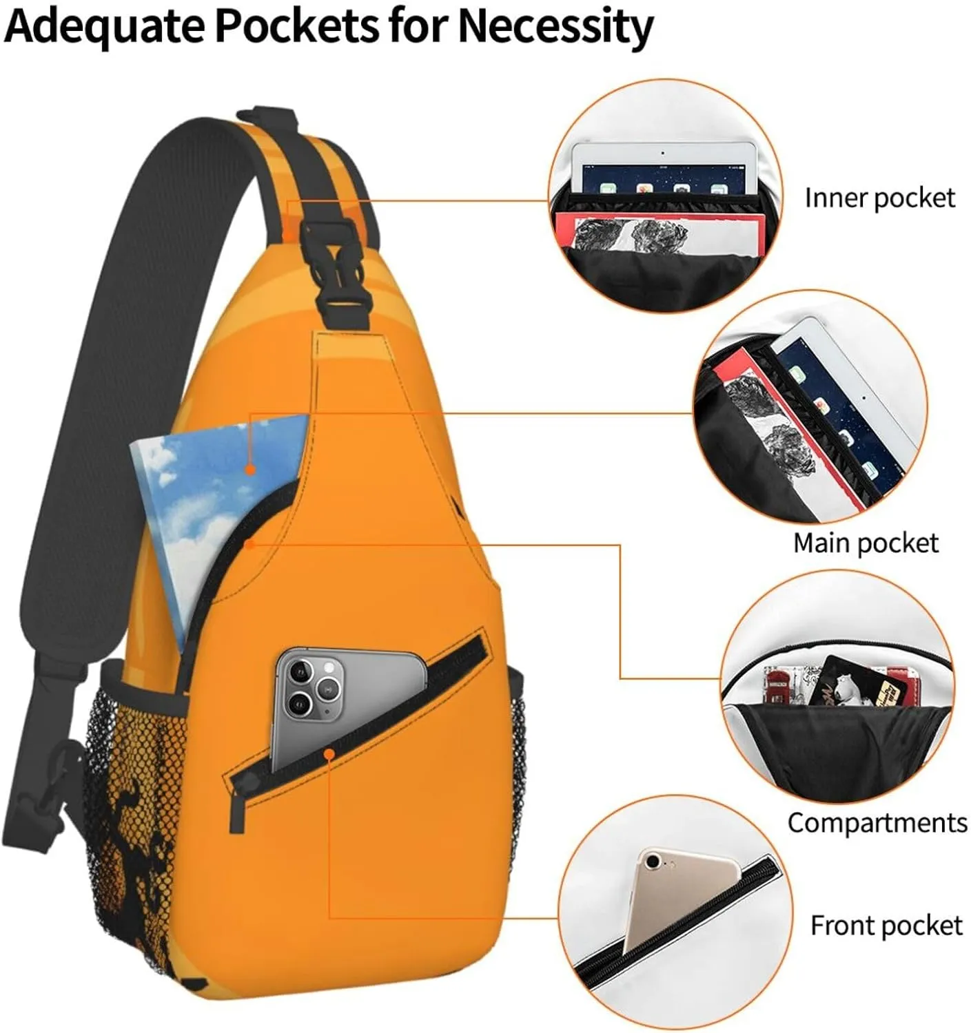 Crossbody Sling Bag for Men Women, Halloween Tree Sling Backpack Shoulder Chest Bag, Anti Theft Travel Hiking Daypacks