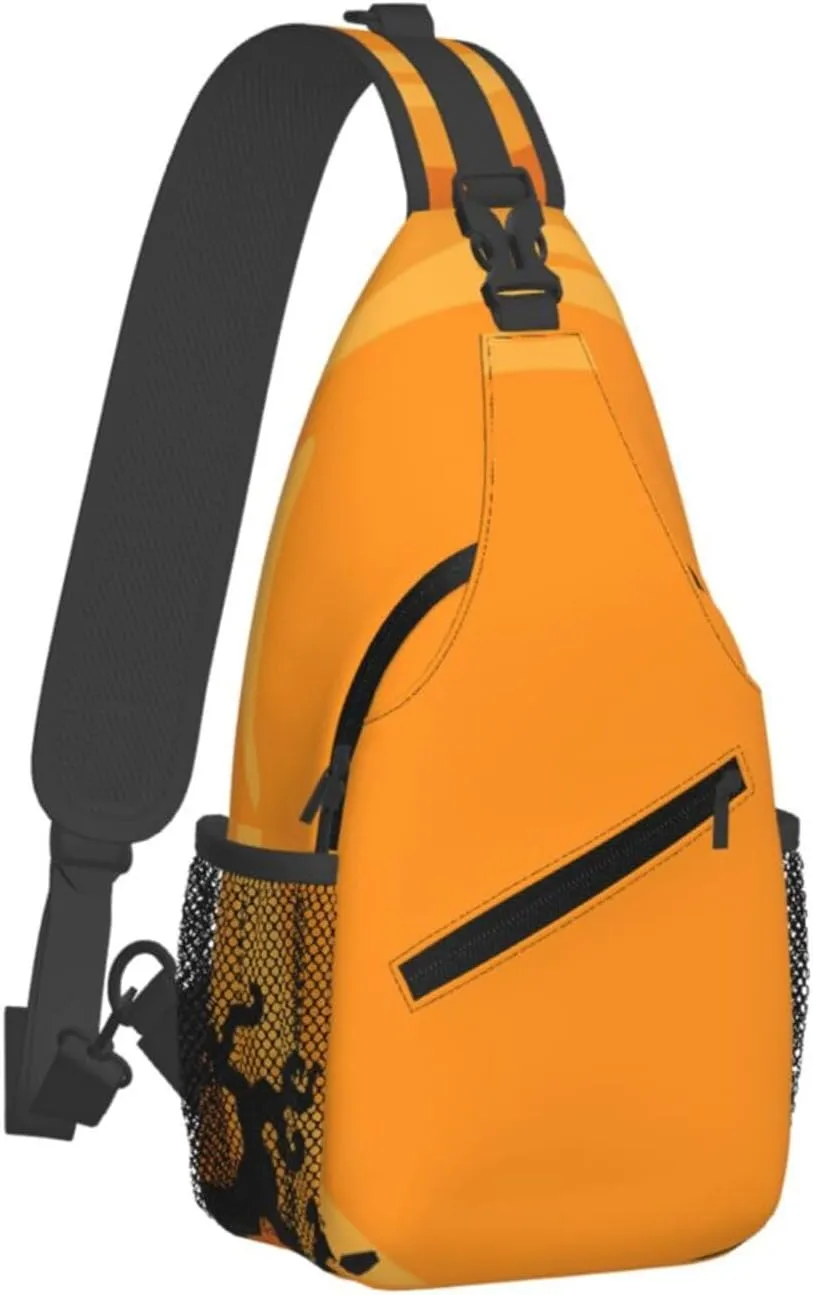 Crossbody Sling Bag for Men Women, Halloween Tree Sling Backpack Shoulder Chest Bag, Anti Theft Travel Hiking Daypacks