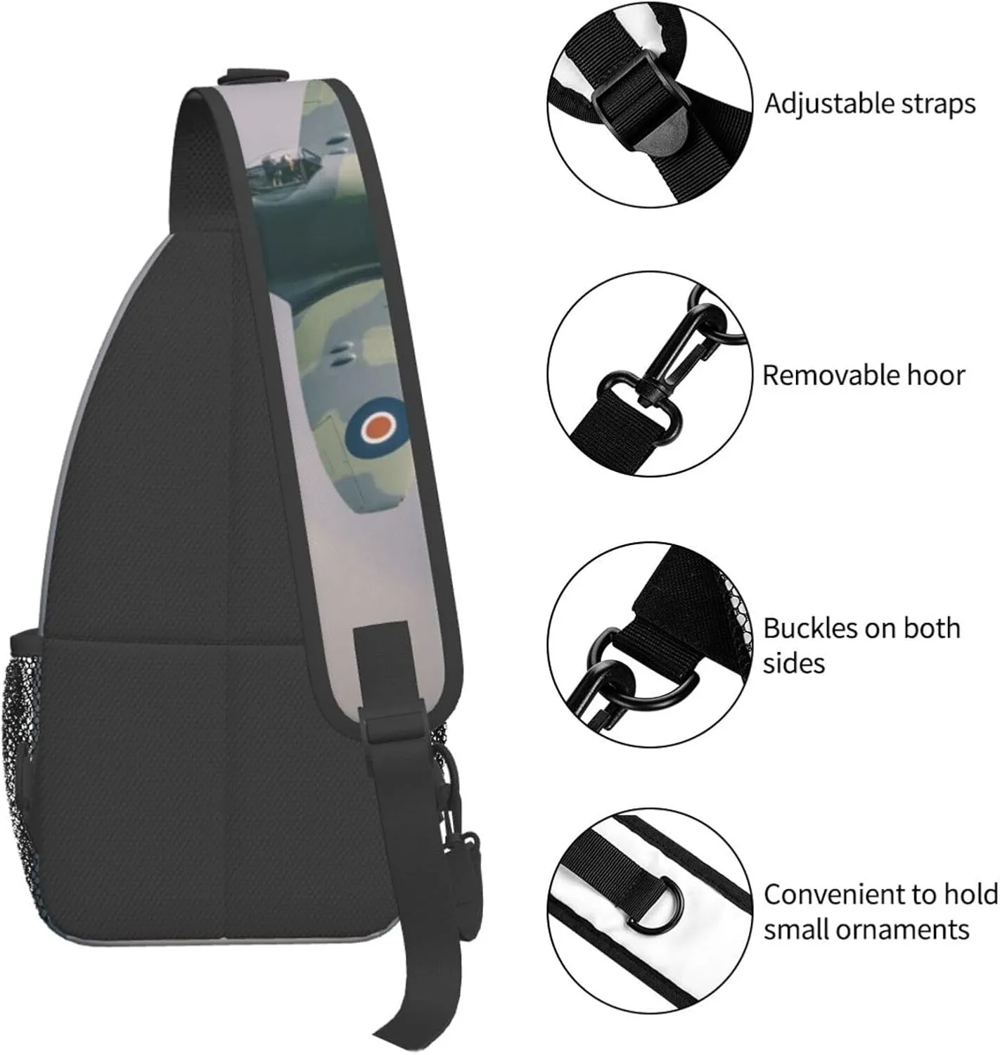 Crossbody Sling Bag for Men Women, Wing Sky Fly Airplane Aircraft Sling Backpack Shoulder Chest Bag, Anti Theft Travel Hiking Daypacks