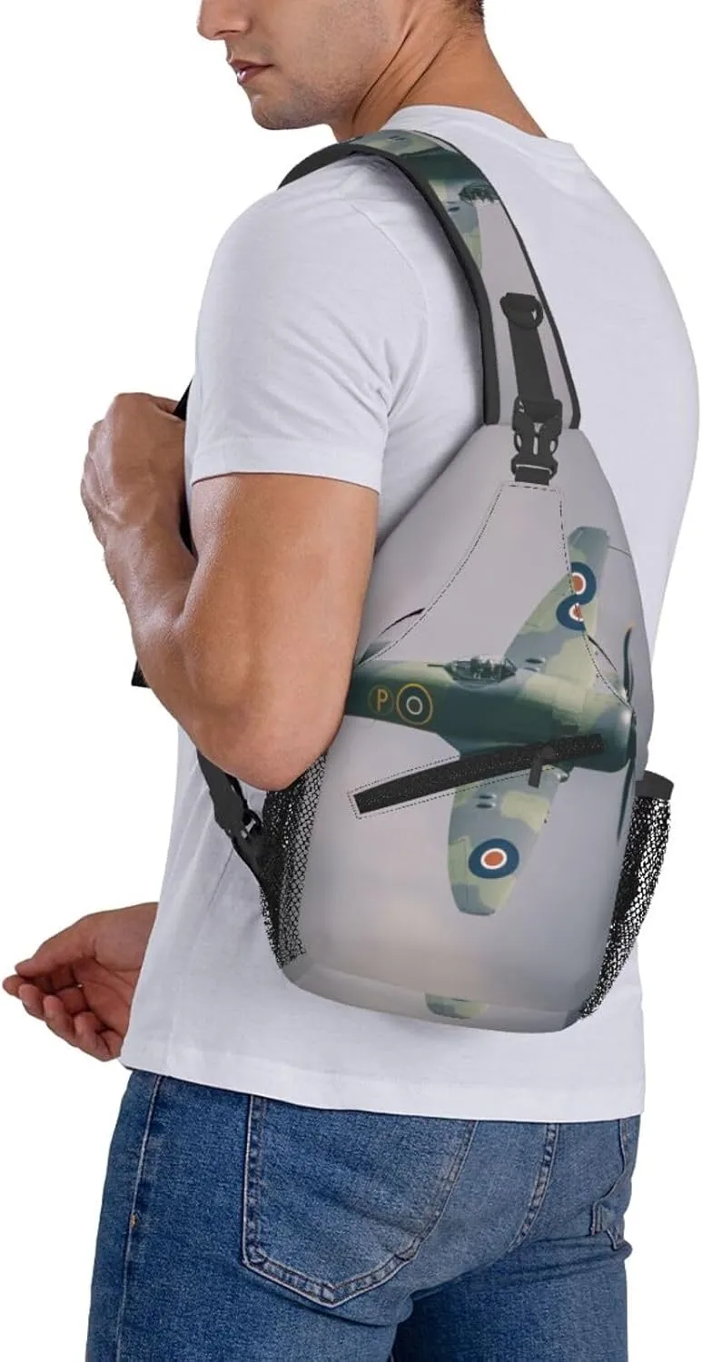 Crossbody Sling Bag for Men Women, Wing Sky Fly Airplane Aircraft Sling Backpack Shoulder Chest Bag, Anti Theft Travel Hiking Daypacks