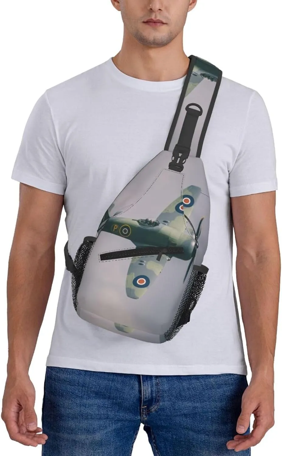 Crossbody Sling Bag for Men Women, Wing Sky Fly Airplane Aircraft Sling Backpack Shoulder Chest Bag, Anti Theft Travel Hiking Daypacks