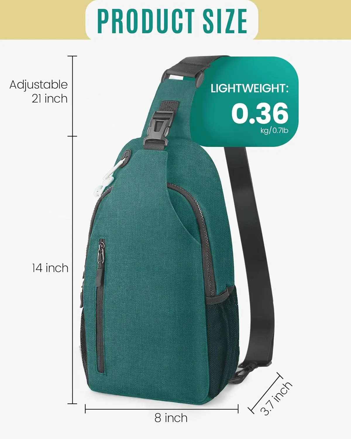 Crossbody Sling Bag for Women & Men, Waterproof Sling Backpack, Lightweight Shoulder Chest Bag for Hiking, Travel