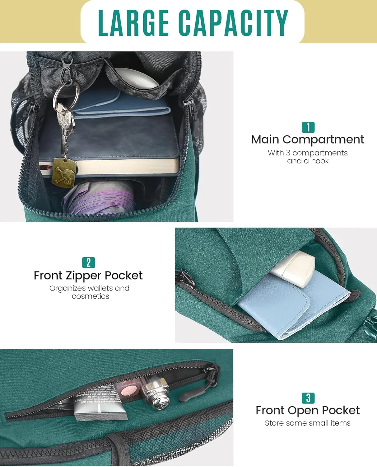 Crossbody Sling Bag for Women & Men, Waterproof Sling Backpack, Lightweight Shoulder Chest Bag for Hiking, Travel