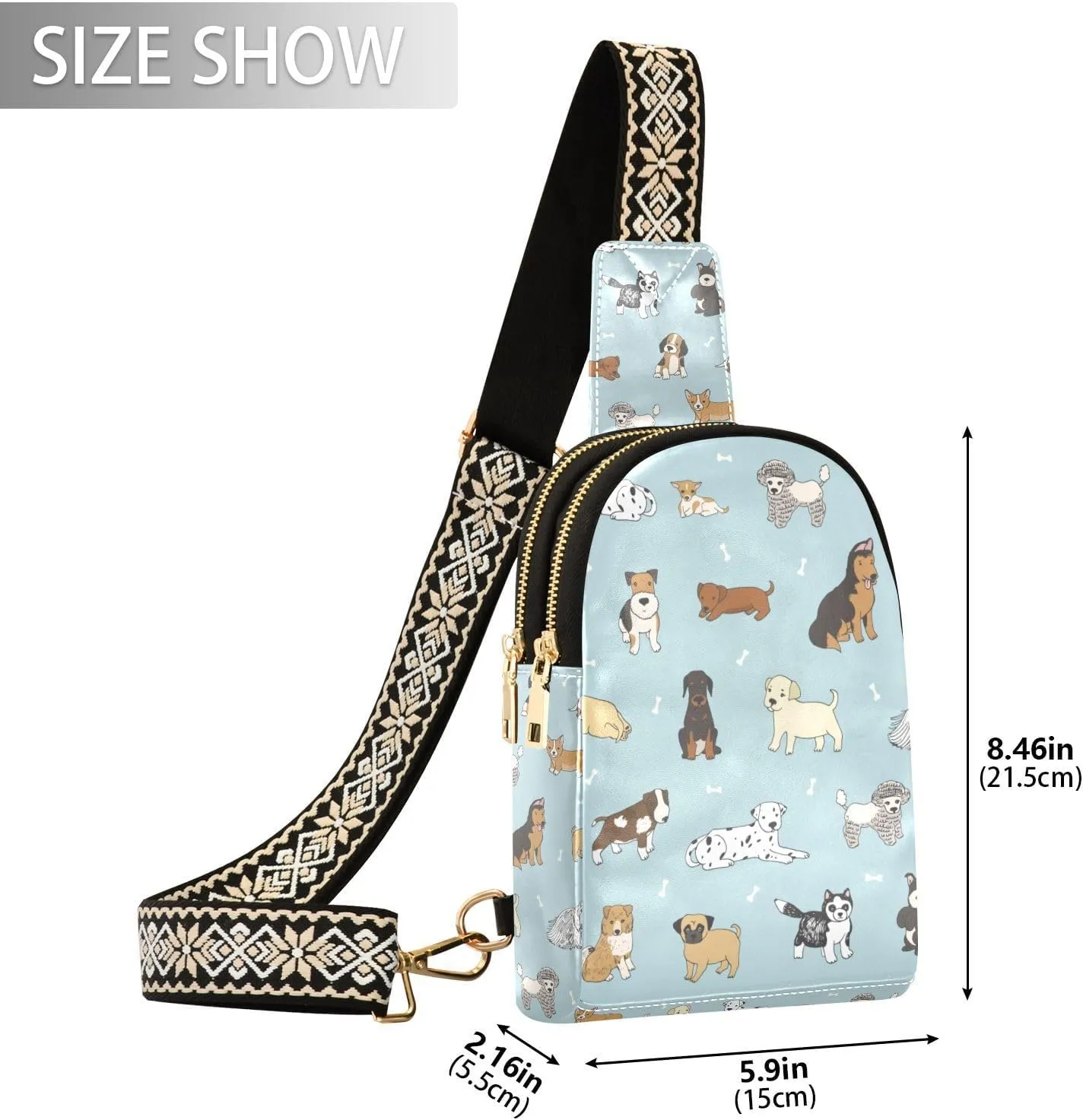 Crossbody Sling Bag for Women Leather Shoulder Chest Bag Small Fanny Pack for Hiking Travel