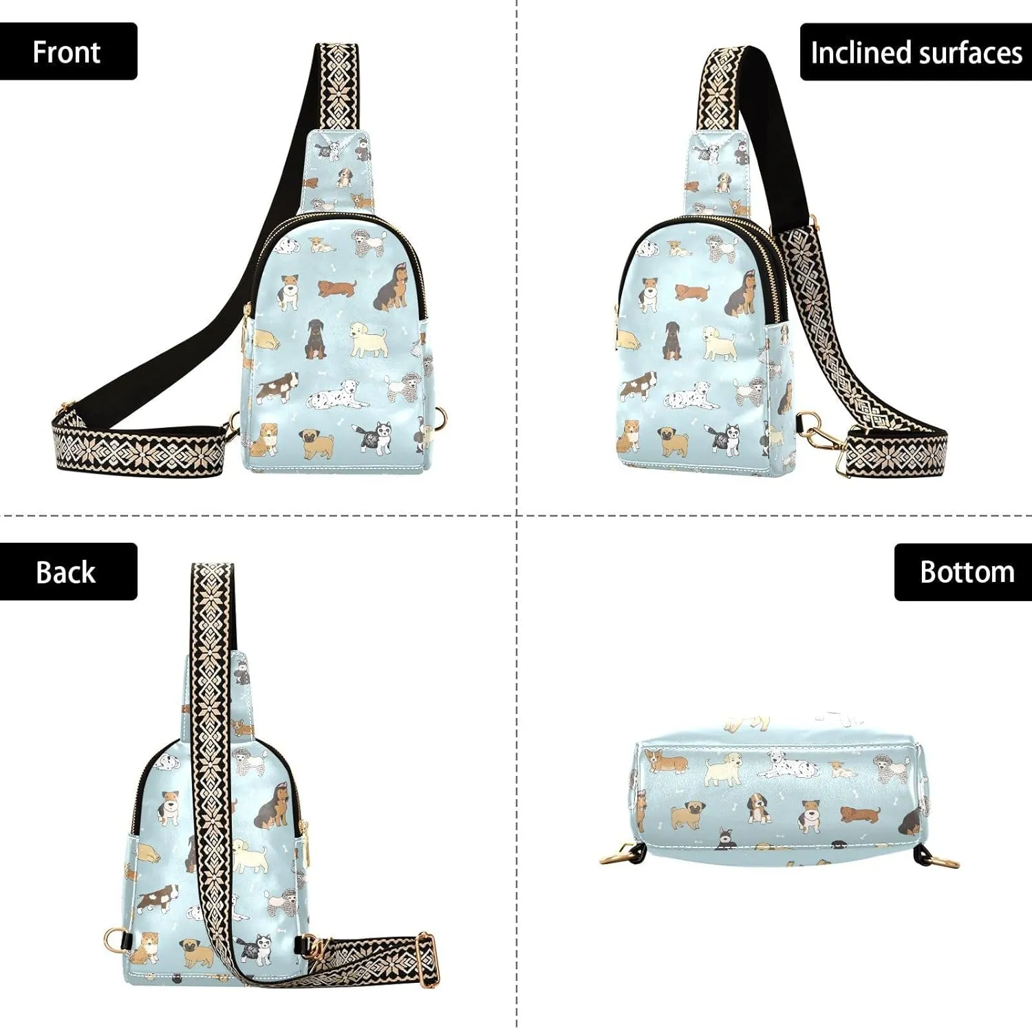 Crossbody Sling Bag for Women Leather Shoulder Chest Bag Small Fanny Pack for Hiking Travel
