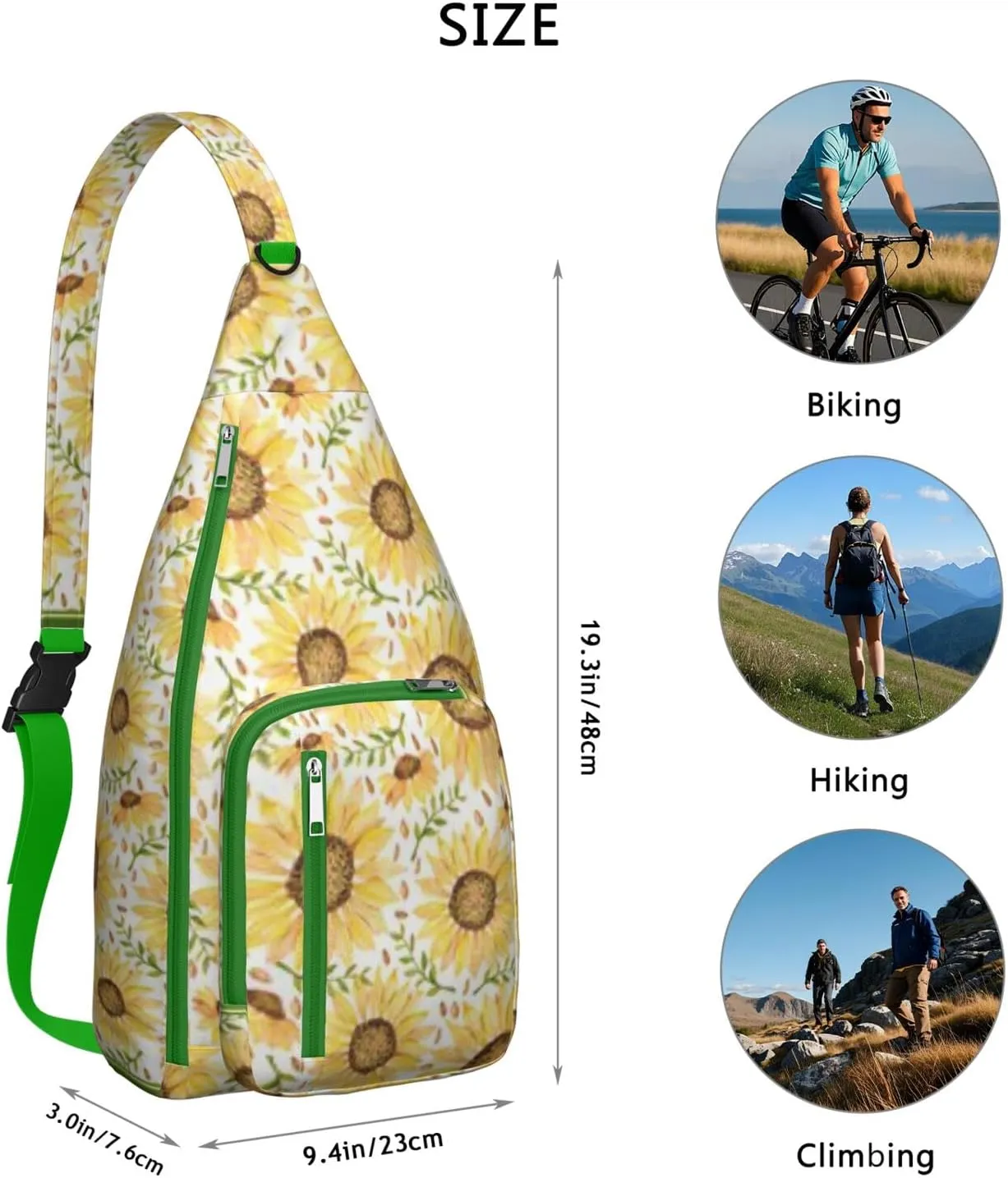 Crossbody Sling Bag Hiking TravelBackpack Lightweight Water-Resistant Trendy Casual