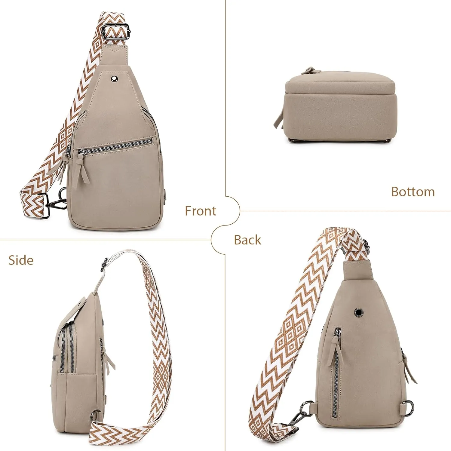 Crossbody Sling Bag Purse for Women - Small Chest Fanny Pack Trendy Travel Faux Leather Cross Body Bags with Adjustable Strap