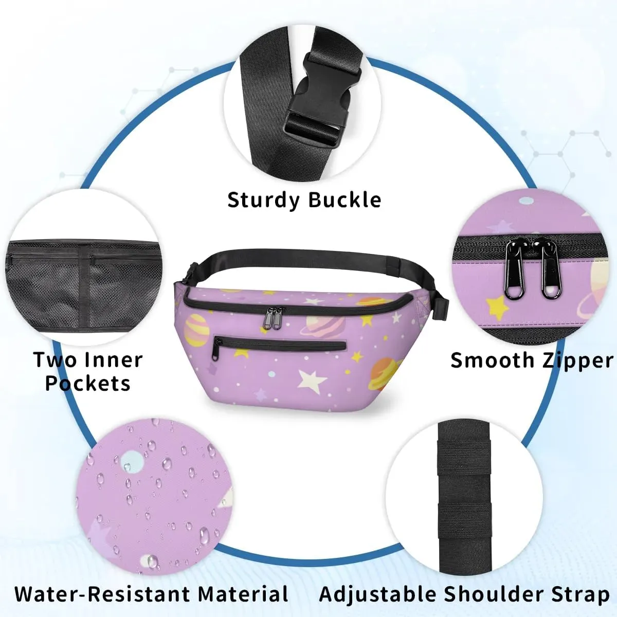 Crossbody Sling Bags for Women Men Cartoon Planets Stars Casual Sling Backpack Daypack Chest Bag for Travel Sport Hiking Running