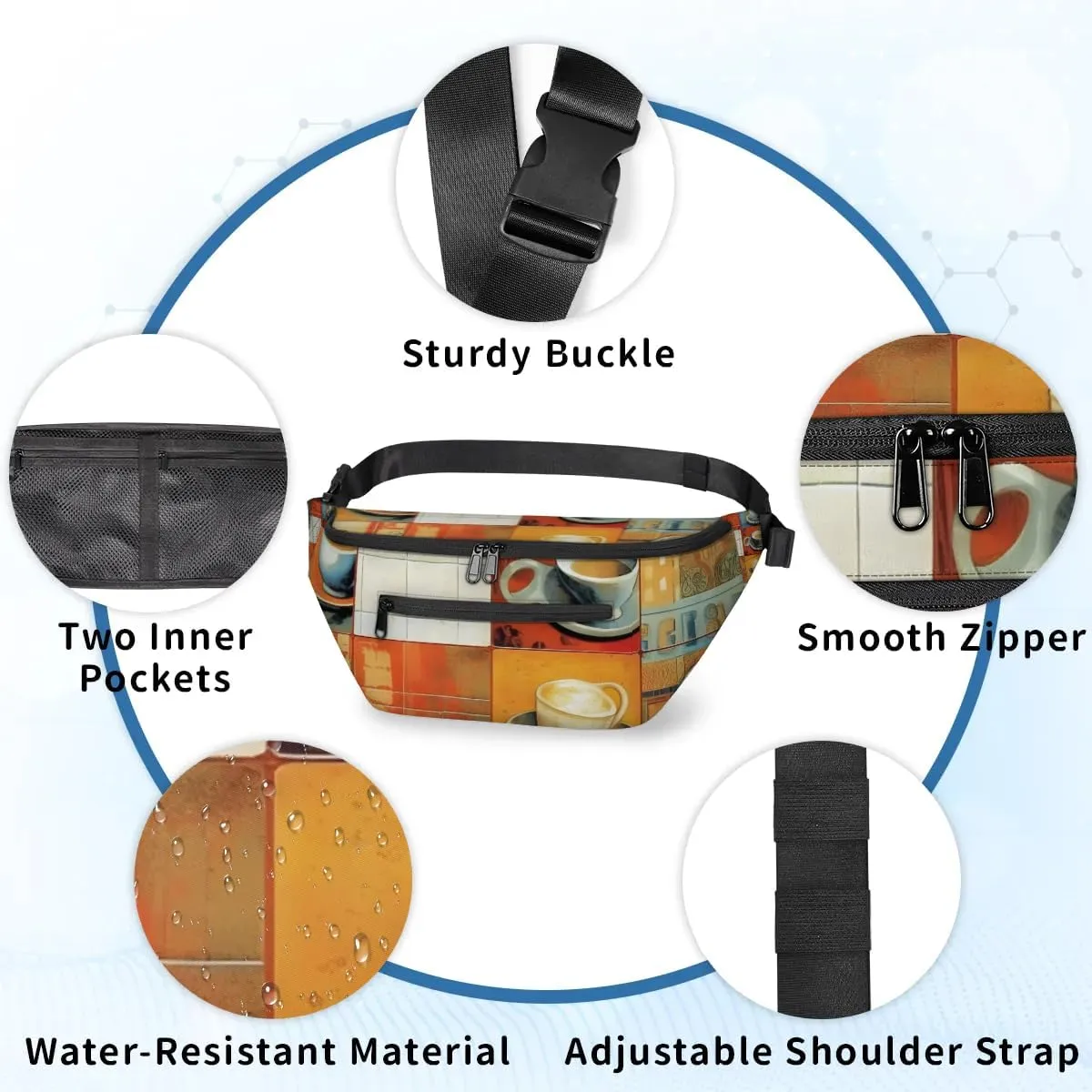 Crossbody Sling Bags for Women Men Coffee Cup Casual Sling Backpack Daypack Chest Bag for Travel Sport Hiking Running