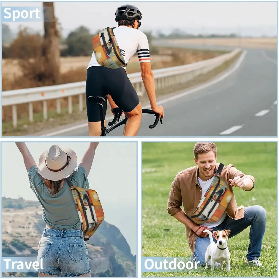 Crossbody Sling Bags for Women Men Coffee Cup Casual Sling Backpack Daypack Chest Bag for Travel Sport Hiking Running