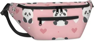 Crossbody Sling Bags for Women Men Cute Pandas Hearts Casual Sling Backpack Daypack Chest Bag for Travel Sport Hiking Running