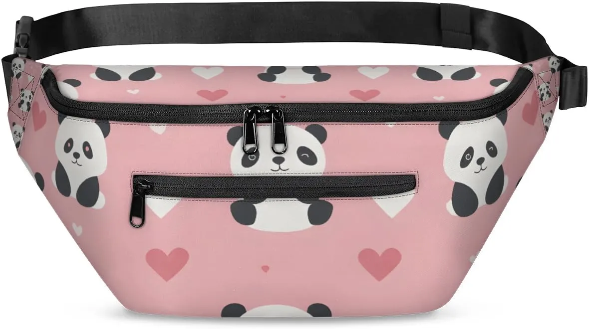 Crossbody Sling Bags for Women Men Cute Pandas Hearts Casual Sling Backpack Daypack Chest Bag for Travel Sport Hiking Running