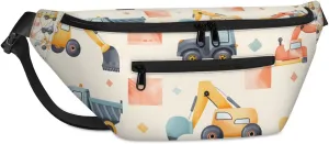 Crossbody Sling Bags for Women Men Excavator Cartoon Casual Sling Backpack Daypack Chest Bag for Travel Sport Hiking Running
