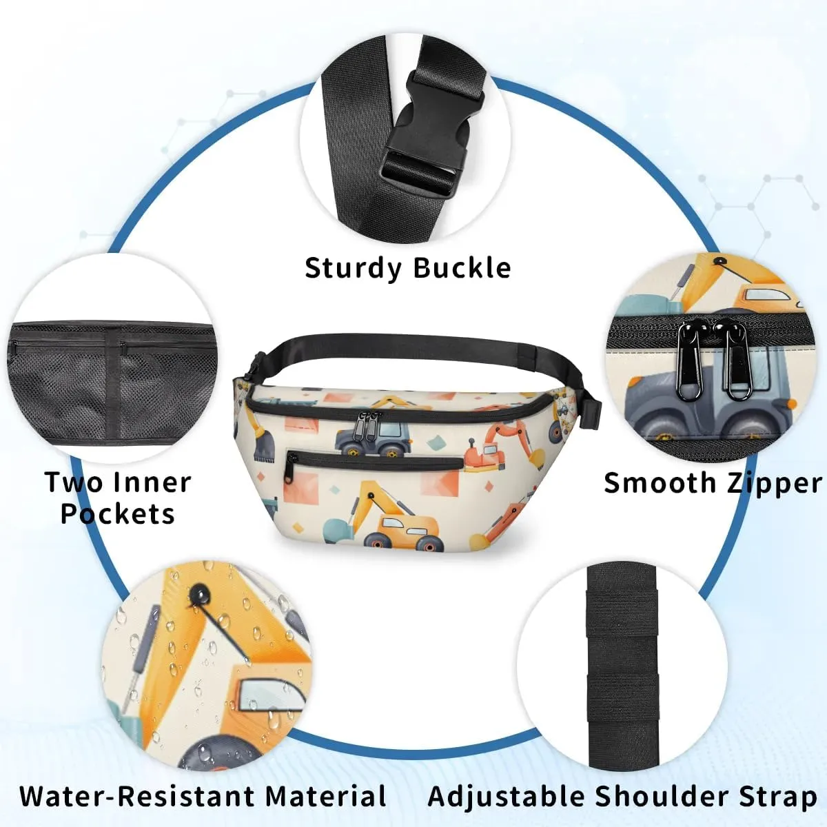 Crossbody Sling Bags for Women Men Excavator Cartoon Casual Sling Backpack Daypack Chest Bag for Travel Sport Hiking Running