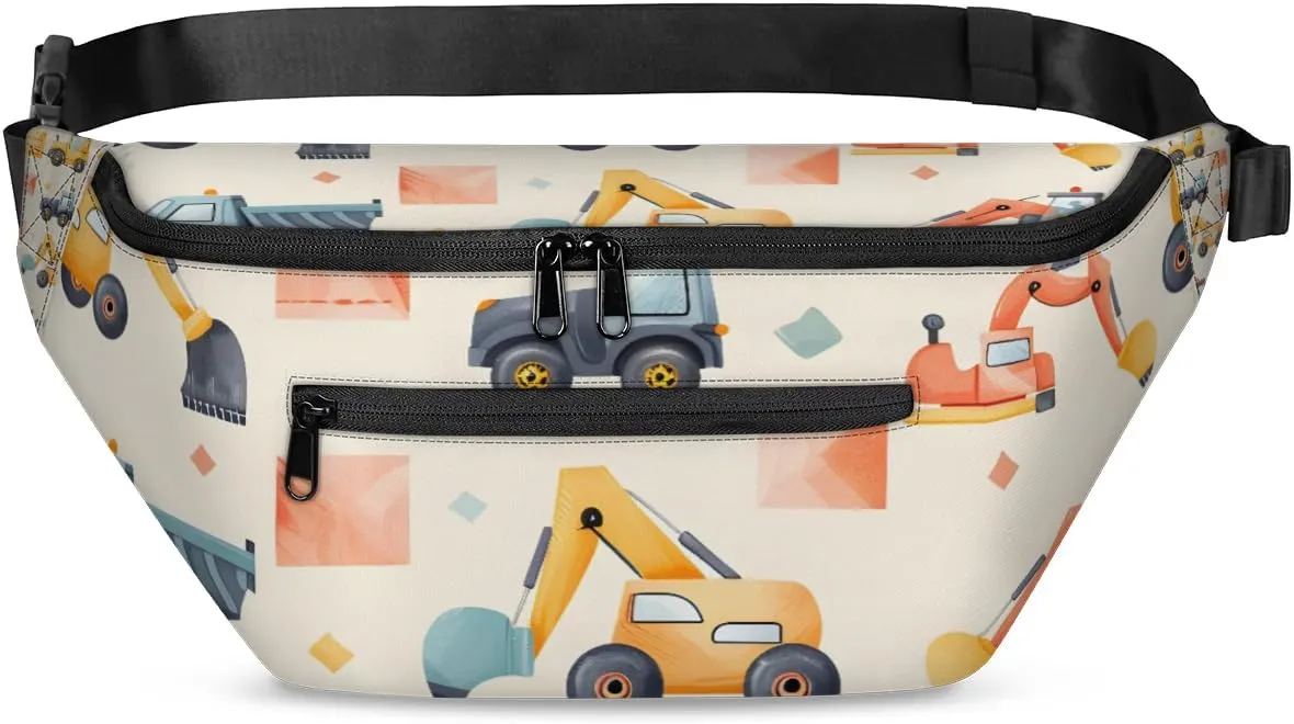 Crossbody Sling Bags for Women Men Excavator Cartoon Casual Sling Backpack Daypack Chest Bag for Travel Sport Hiking Running