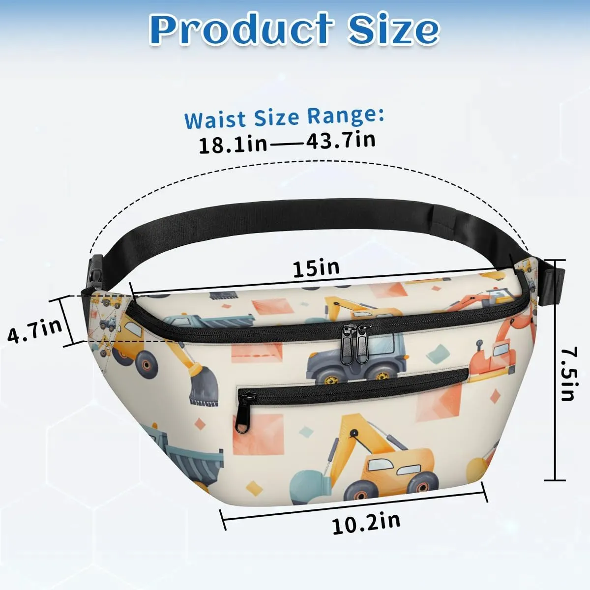 Crossbody Sling Bags for Women Men Excavator Cartoon Casual Sling Backpack Daypack Chest Bag for Travel Sport Hiking Running