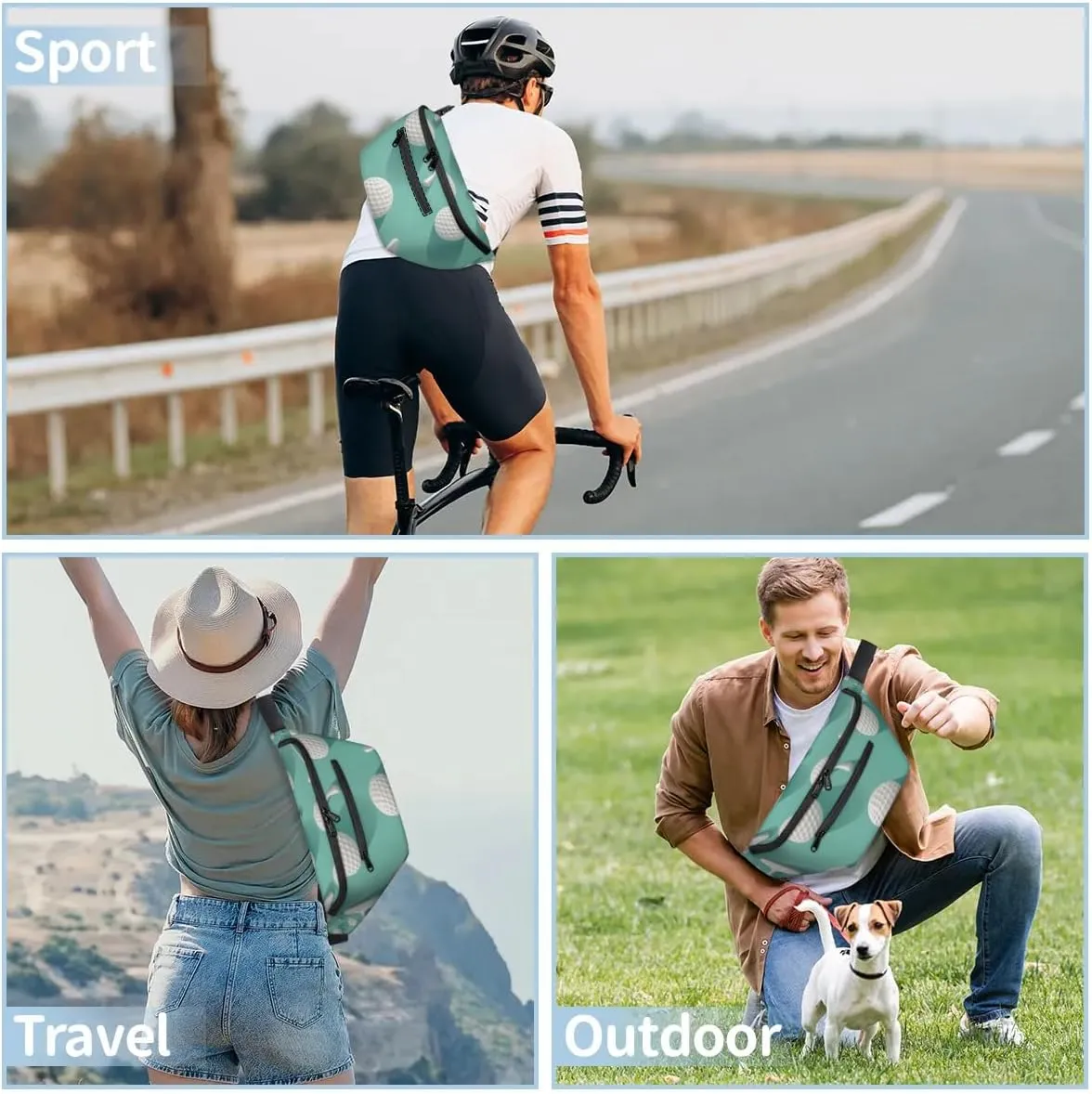 Crossbody Sling Bags for Women Men Funny Golf Sport Casual Sling Backpack Daypack Chest Bag for Travel Sport Hiking Running