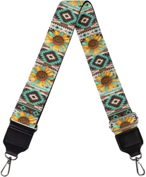 Crossbody Strap for Purses, Vintage Aztec Sunflower Bag Strap Women Replacement Adjustable Handbag Straps, Colorful Chick Wide 1.96 Inch