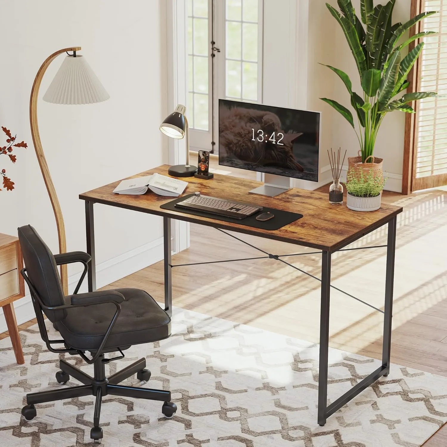 Cubiker Computer Desk, 32 inch Small Home Office Desk for Small Spaces, Modern Simple Style for Home, Office, Deep Brown