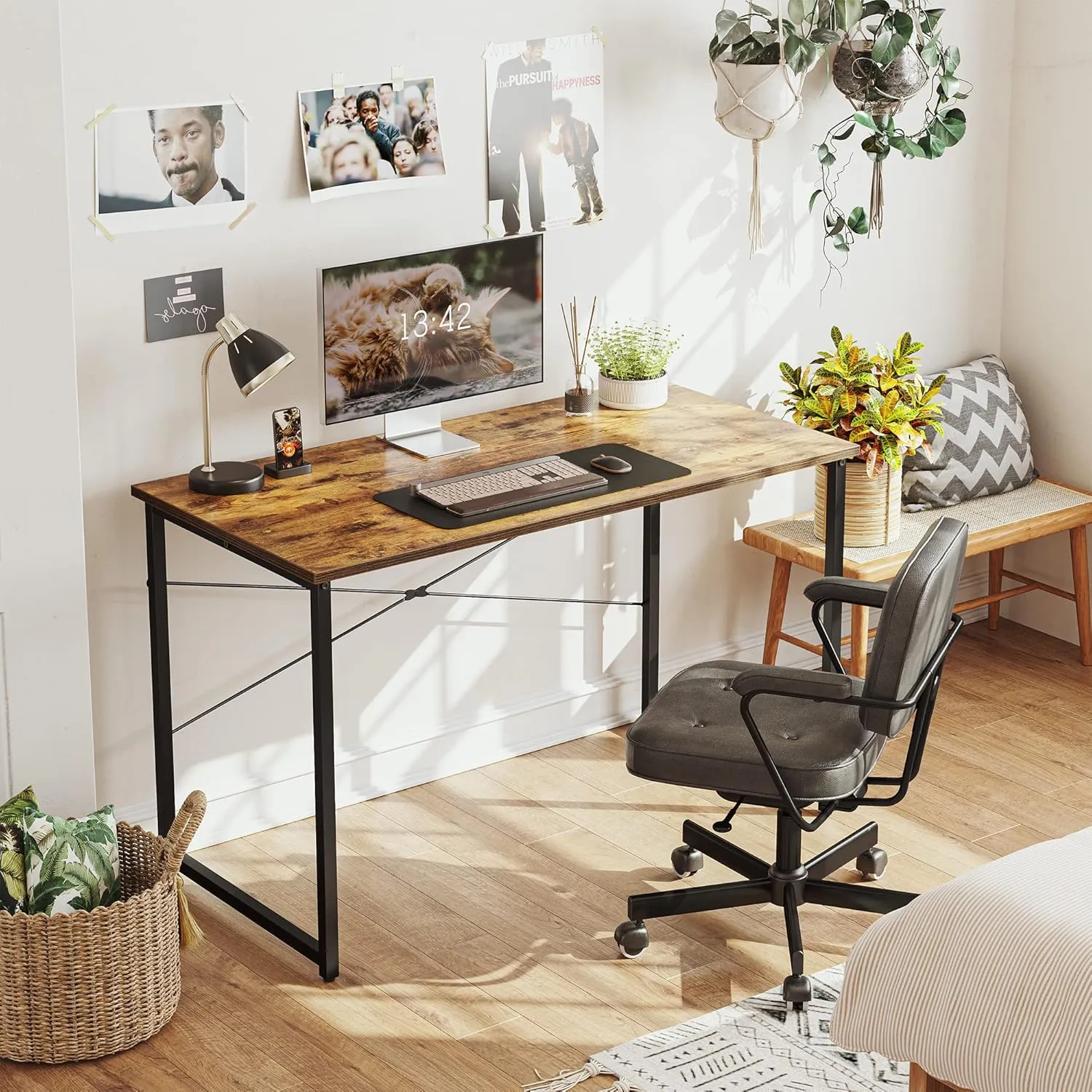 Cubiker Computer Desk, 32 inch Small Home Office Desk for Small Spaces, Modern Simple Style for Home, Office, Deep Brown