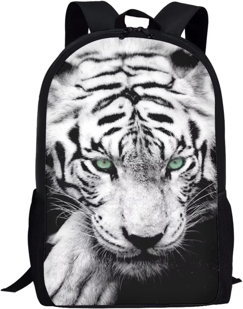 Cumagical White Tiger Print Lightweight Backpack Bookbags Outdoor Travel Laptop Daypack