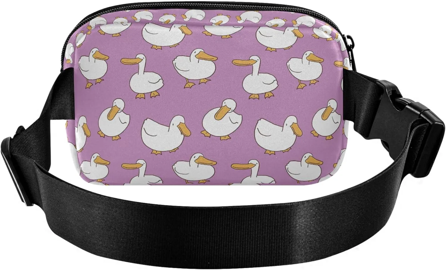 Custom Cartoon Duck Violet Fanny Packs for Women Waterproof Large Hip Belt Bag Cute Crossbody Waist Bag