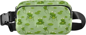 Custom Cartoon Frogs Sitting Water Green Fanny Packs Women Trendy Belt Bag Hip Pouch Waterproof Travel Waist Bag