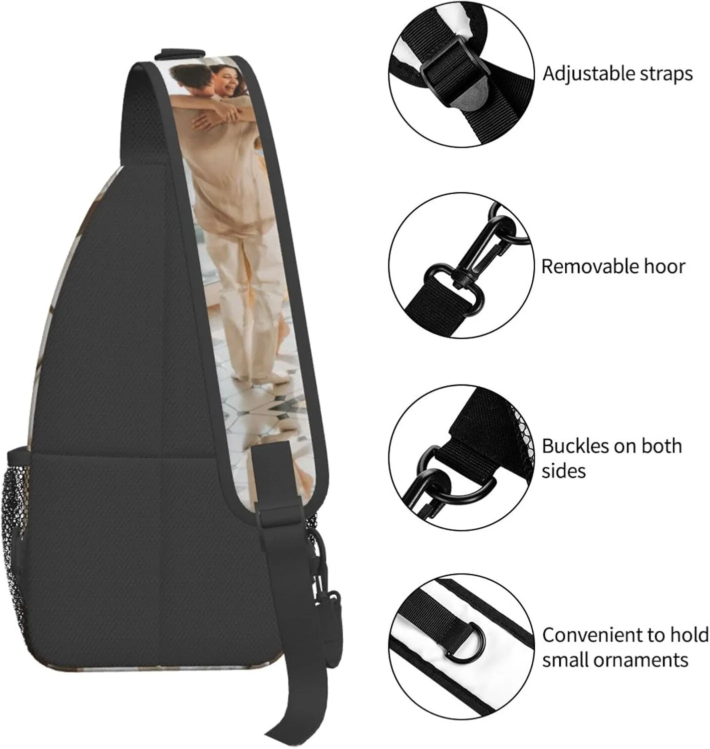 Custom Sling Backpack,Personalized Crossbody Sling Bags With Photo Name Logo Text,Customized Sling Shoulder Chest Bag Daypack For Men Women Travel Outdoor Hiking