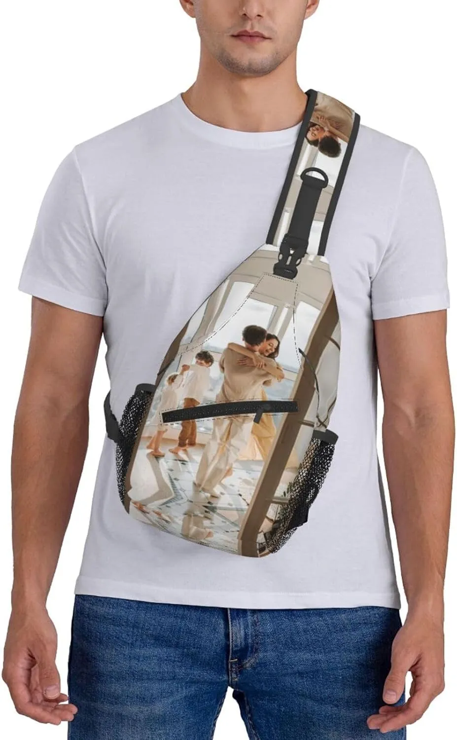Custom Sling Backpack,Personalized Crossbody Sling Bags With Photo Name Logo Text,Customized Sling Shoulder Chest Bag Daypack For Men Women Travel Outdoor Hiking