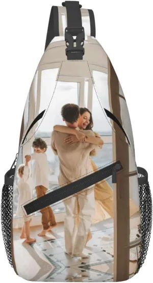 Custom Sling Backpack,Personalized Crossbody Sling Bags With Photo Name Logo Text,Customized Sling Shoulder Chest Bag Daypack For Men Women Travel Outdoor Hiking