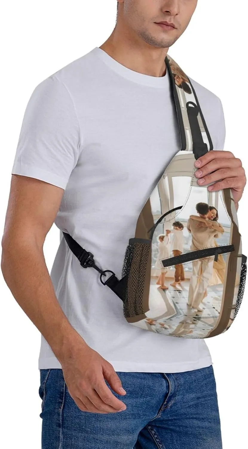 Custom Sling Backpack,Personalized Crossbody Sling Bags With Photo Name Logo Text,Customized Sling Shoulder Chest Bag Daypack For Men Women Travel Outdoor Hiking