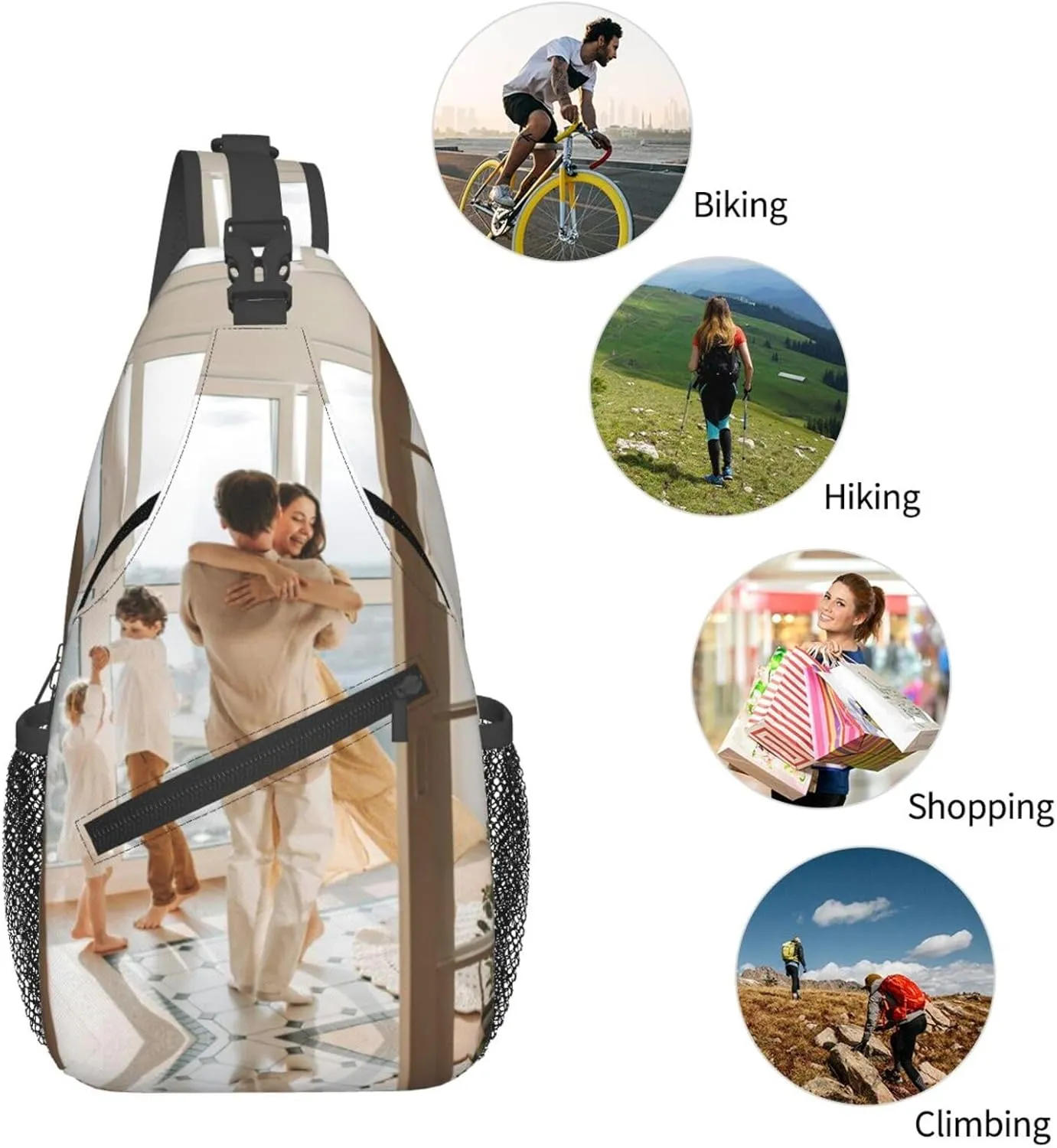 Custom Sling Backpack,Personalized Crossbody Sling Bags With Photo Name Logo Text,Customized Sling Shoulder Chest Bag Daypack For Men Women Travel Outdoor Hiking
