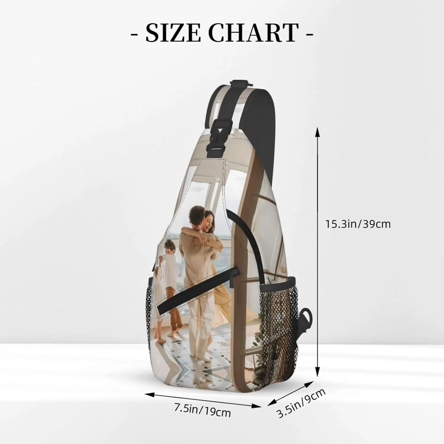 Custom Sling Backpack,Personalized Crossbody Sling Bags With Photo Name Logo Text,Customized Sling Shoulder Chest Bag Daypack For Men Women Travel Outdoor Hiking