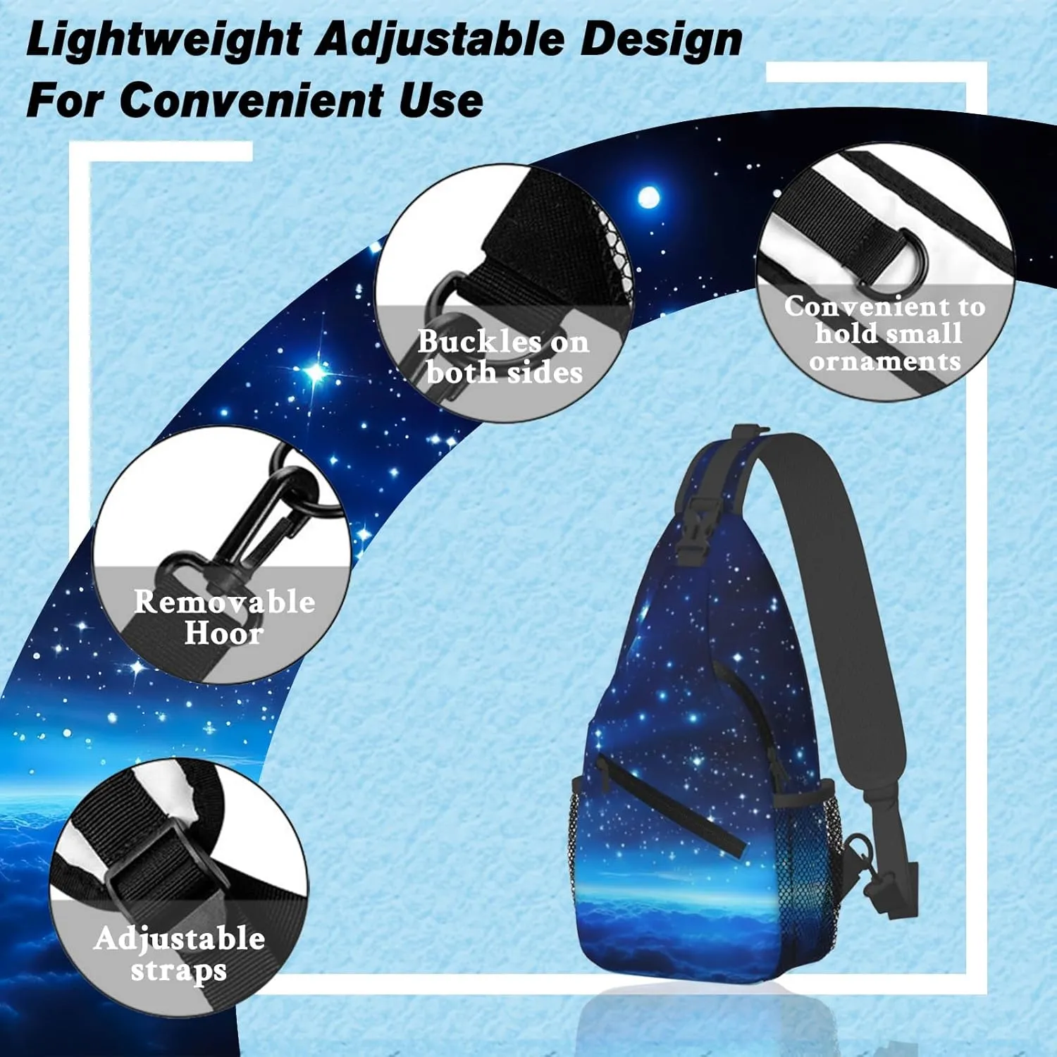Custom Sling Backpacks For Men Women Personalized Chest Bag With Logo Text Image Customized Sling Backpack For Leisure Sports Travel Cyan
