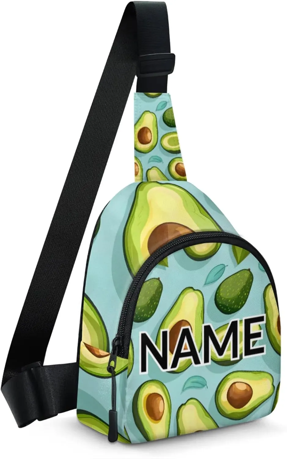 Custom Sling Bag Green Avocado Cross Body Customize Chest Bag Cute Avocado Daypack for Outdoors Travel Hiking Sports