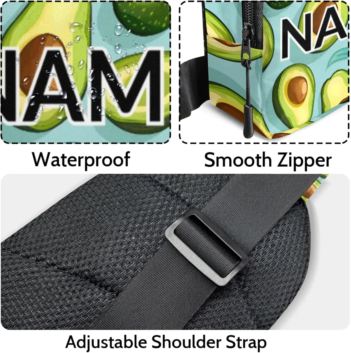 Custom Sling Bag Green Avocado Cross Body Customize Chest Bag Cute Avocado Daypack for Outdoors Travel Hiking Sports