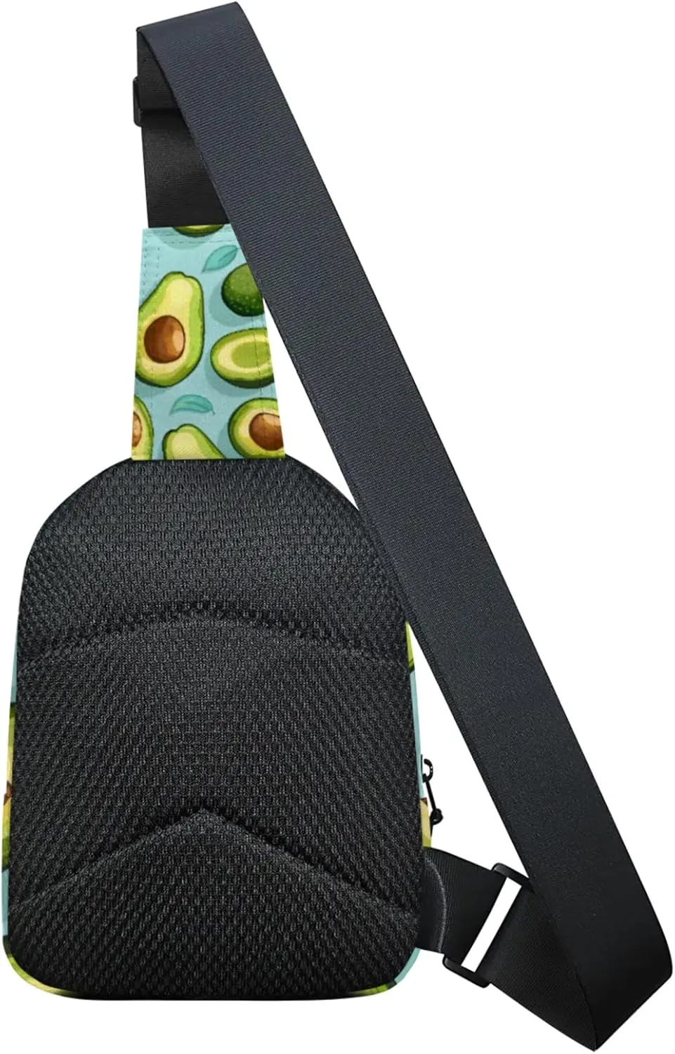 Custom Sling Bag Green Avocado Cross Body Customize Chest Bag Cute Avocado Daypack for Outdoors Travel Hiking Sports