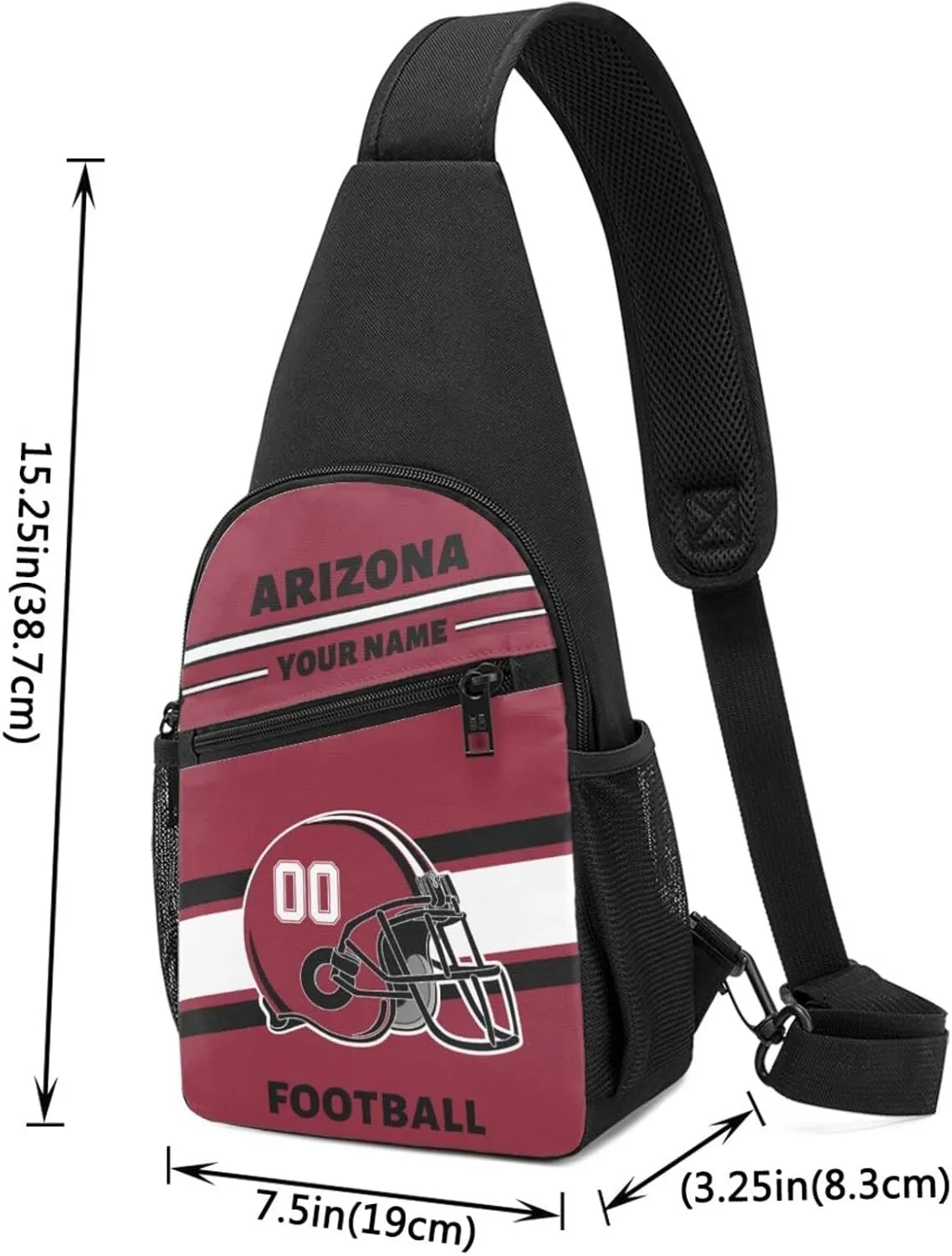 Custom Sling Bag, Personalized Arizona Crossbody Bags for Men Women, Customize Name and Number Sling Shoulder Backpack, Chest Bag Hiking Travel Daypack for Outdoor