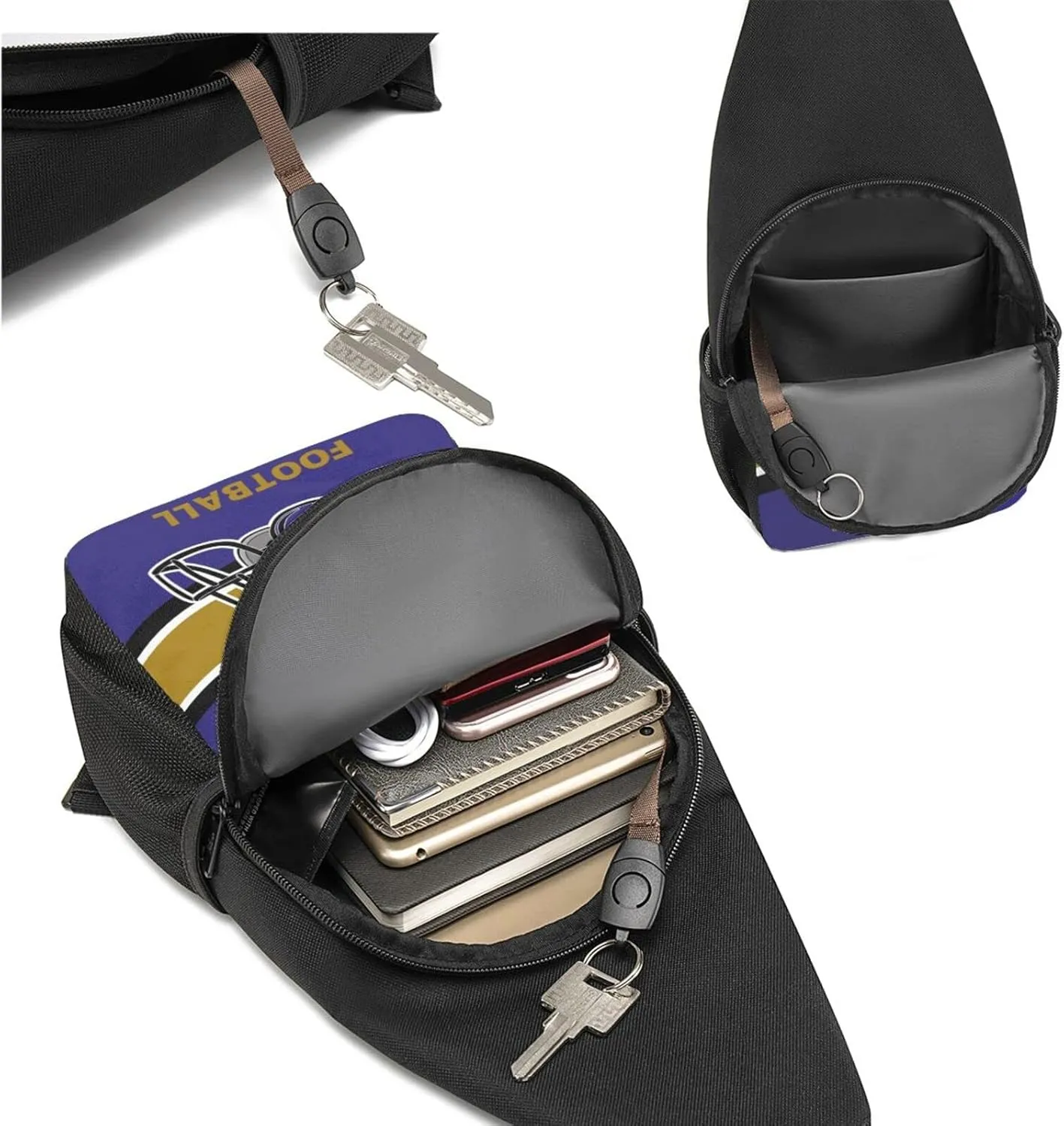 Custom Sling Bag, Personalized Baltimore Crossbody Bags for Men Women, Customize Name and Number Sling Shoulder Backpack for Hiking Travel Daypack Outdoor