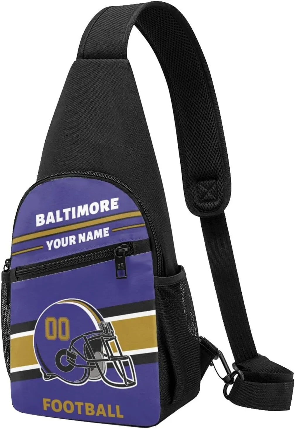 Custom Sling Bag, Personalized Baltimore Crossbody Bags for Men Women, Customize Name and Number Sling Shoulder Backpack for Hiking Travel Daypack Outdoor