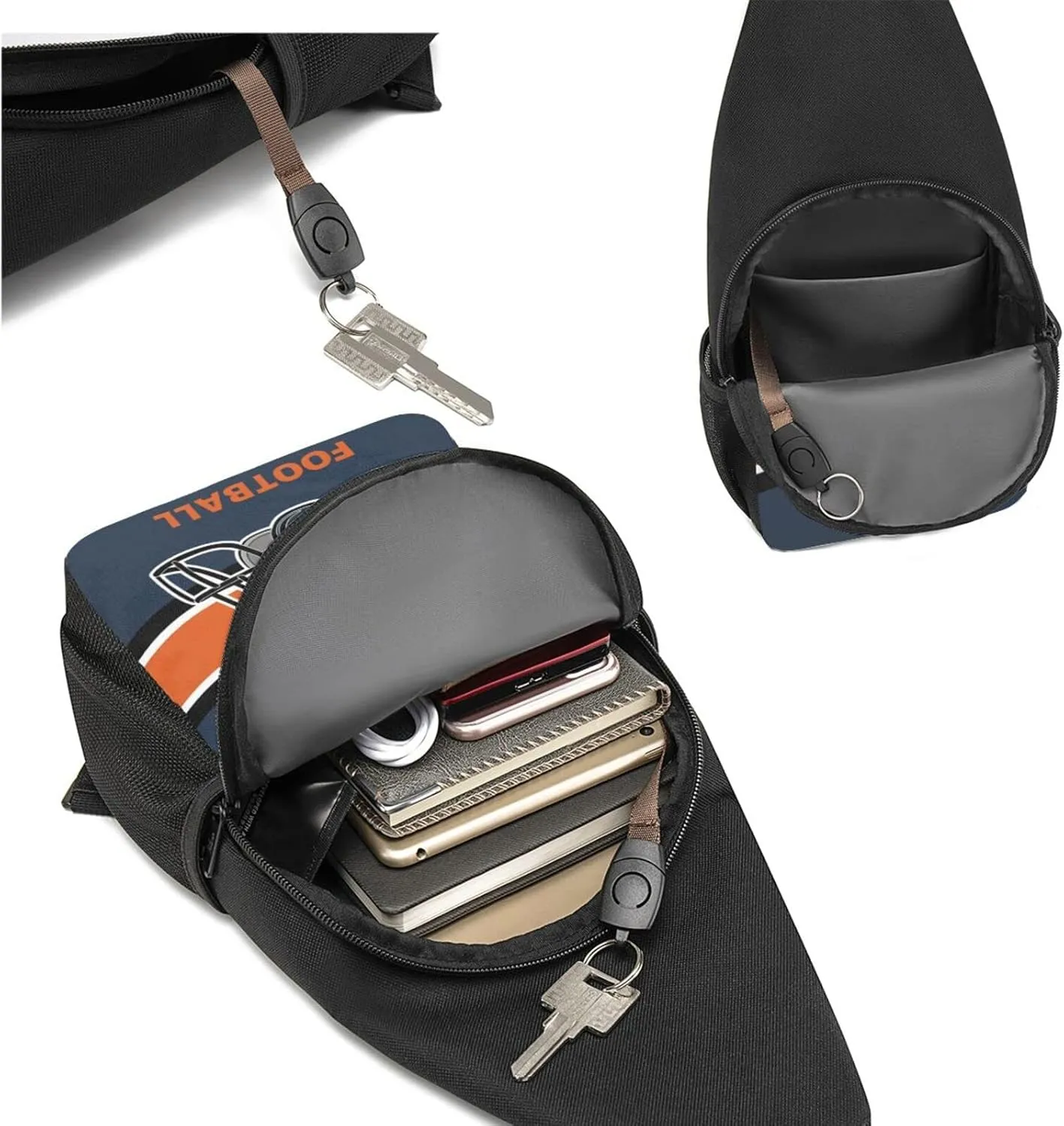 Custom Sling Bag, Personalized Chicago Crossbody Bags for Men Women, Customize Name and Number Sling Shoulder Backpack, Chest Bag Hiking Travel Daypack for Outdoor
