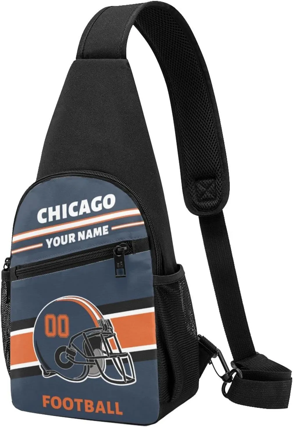 Custom Sling Bag, Personalized Chicago Crossbody Bags for Men Women, Customize Name and Number Sling Shoulder Backpack, Chest Bag Hiking Travel Daypack for Outdoor