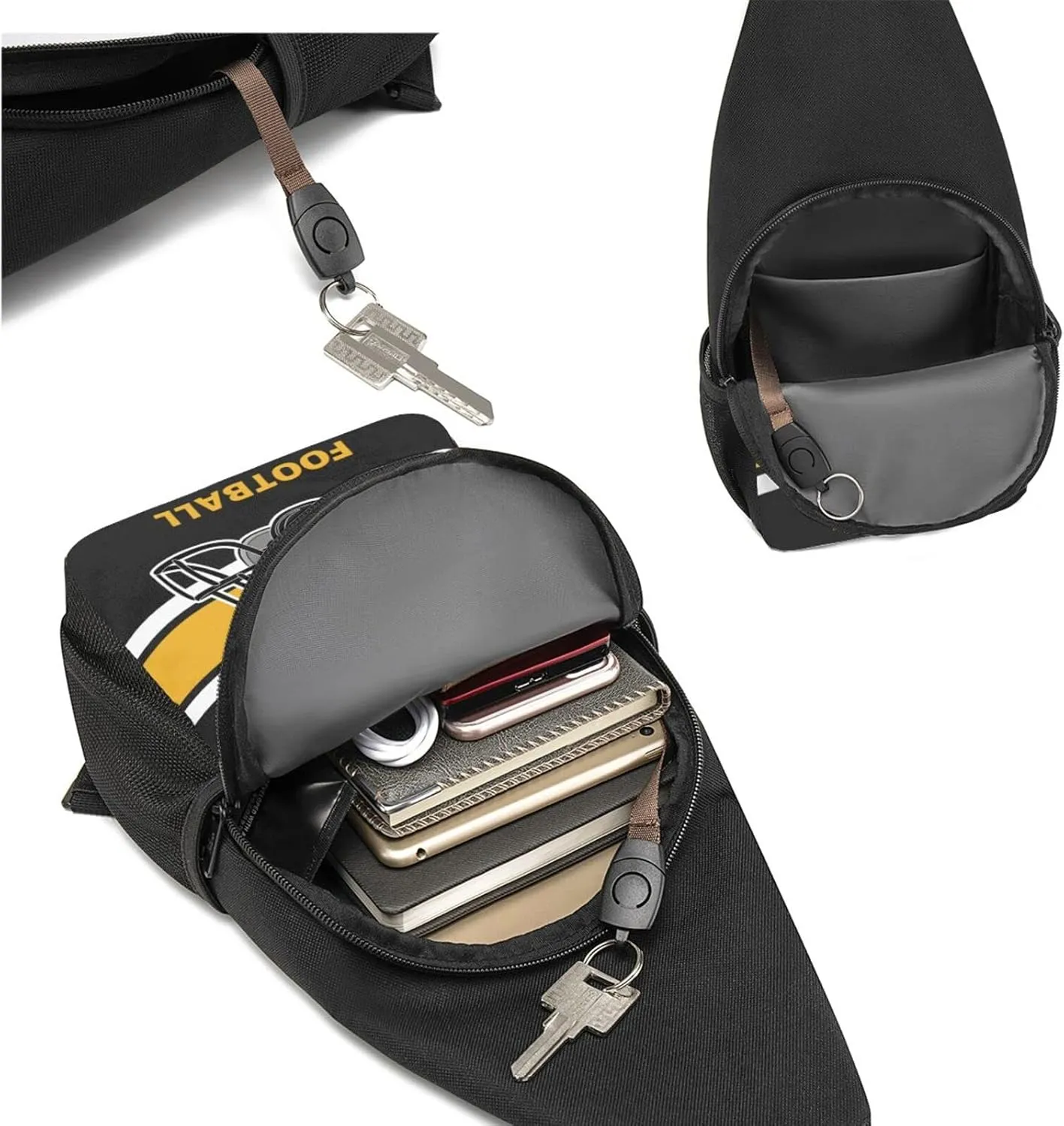 Custom Sling Bag, Personalized Pittsburgh Crossbody Bags for Men Women, Customize Name and Number Sling Shoulder Backpack, Chest Bag Hiking Travel Daypack for Outdoor