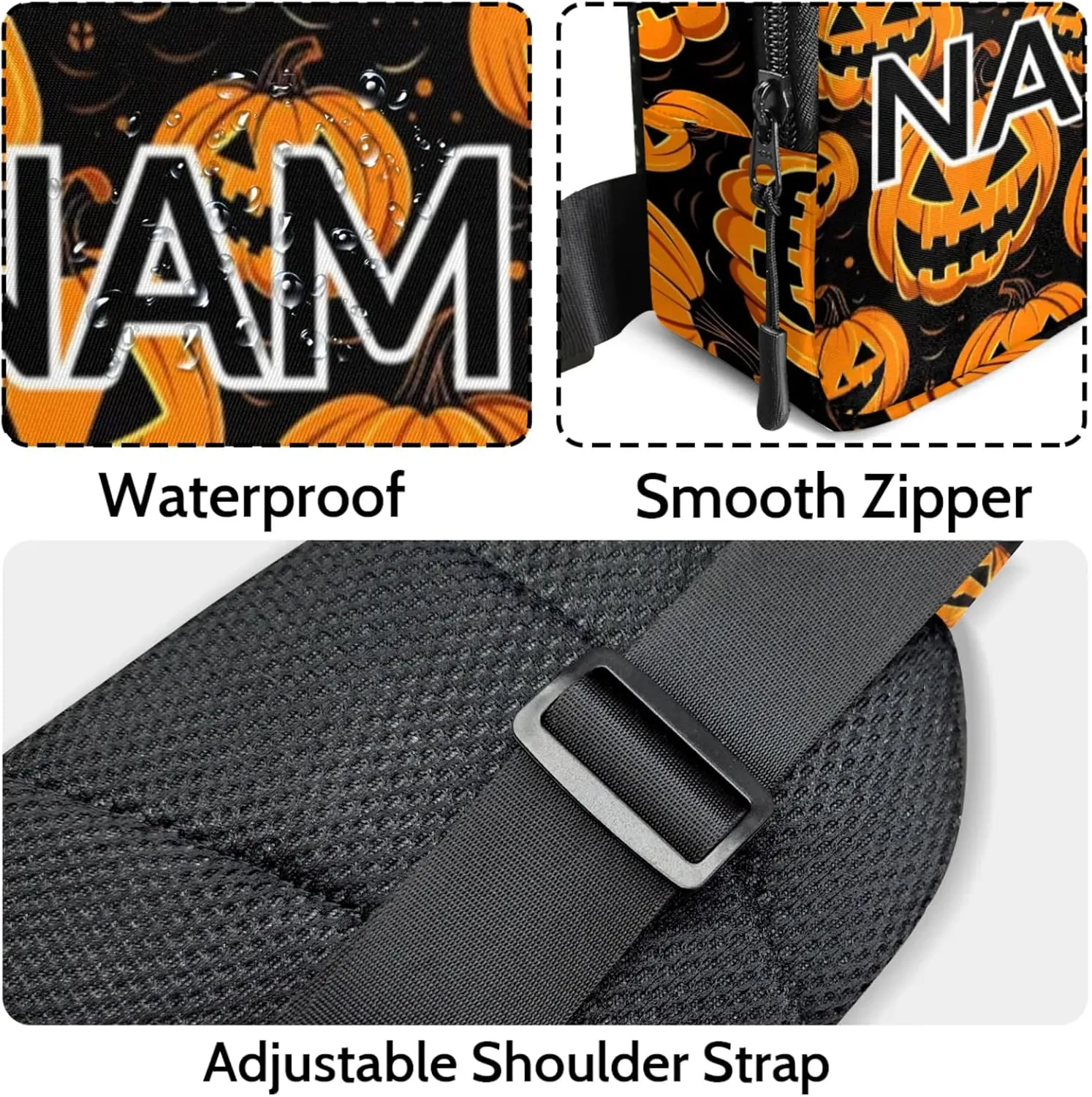 Custom Sling Bag Pumpkin Retro Cross Body Customize Chest Bag Cartoon Halloween Daypack for Outdoors Travel Hiking Sports
