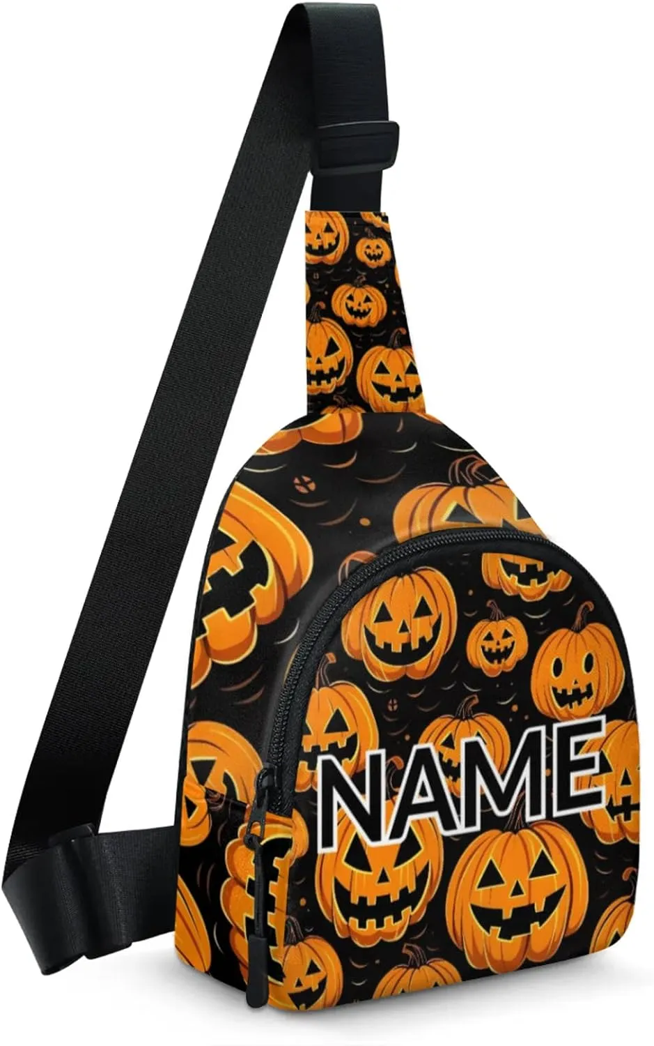 Custom Sling Bag Pumpkin Retro Cross Body Customize Chest Bag Cartoon Halloween Daypack for Outdoors Travel Hiking Sports