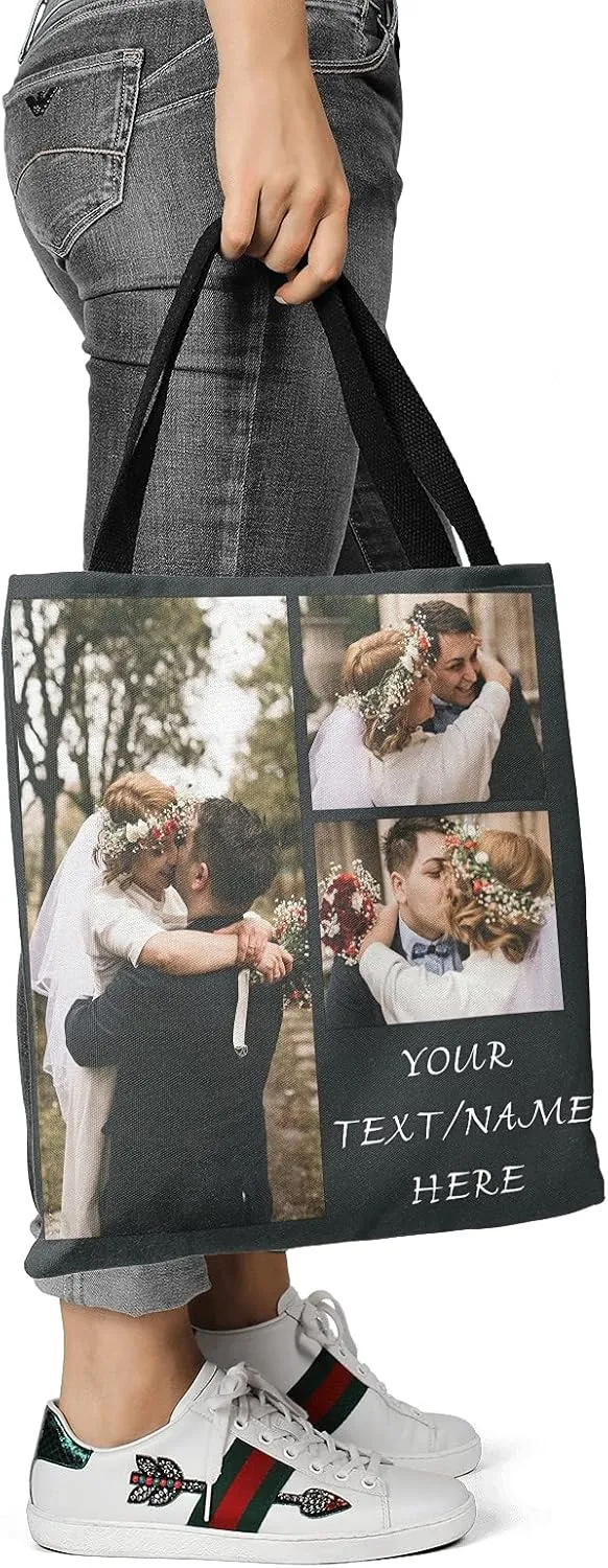Custom Tote Bags Personalized Tote Bags with Texts photos Personalized Tote Bag Add Image