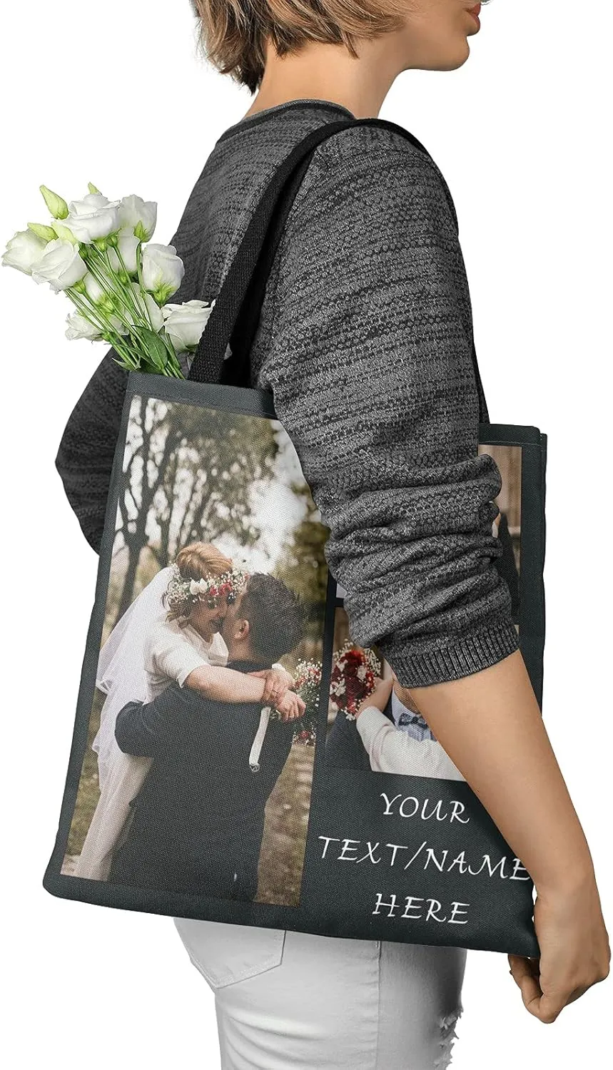Custom Tote Bags Personalized Tote Bags with Texts photos Personalized Tote Bag Add Image